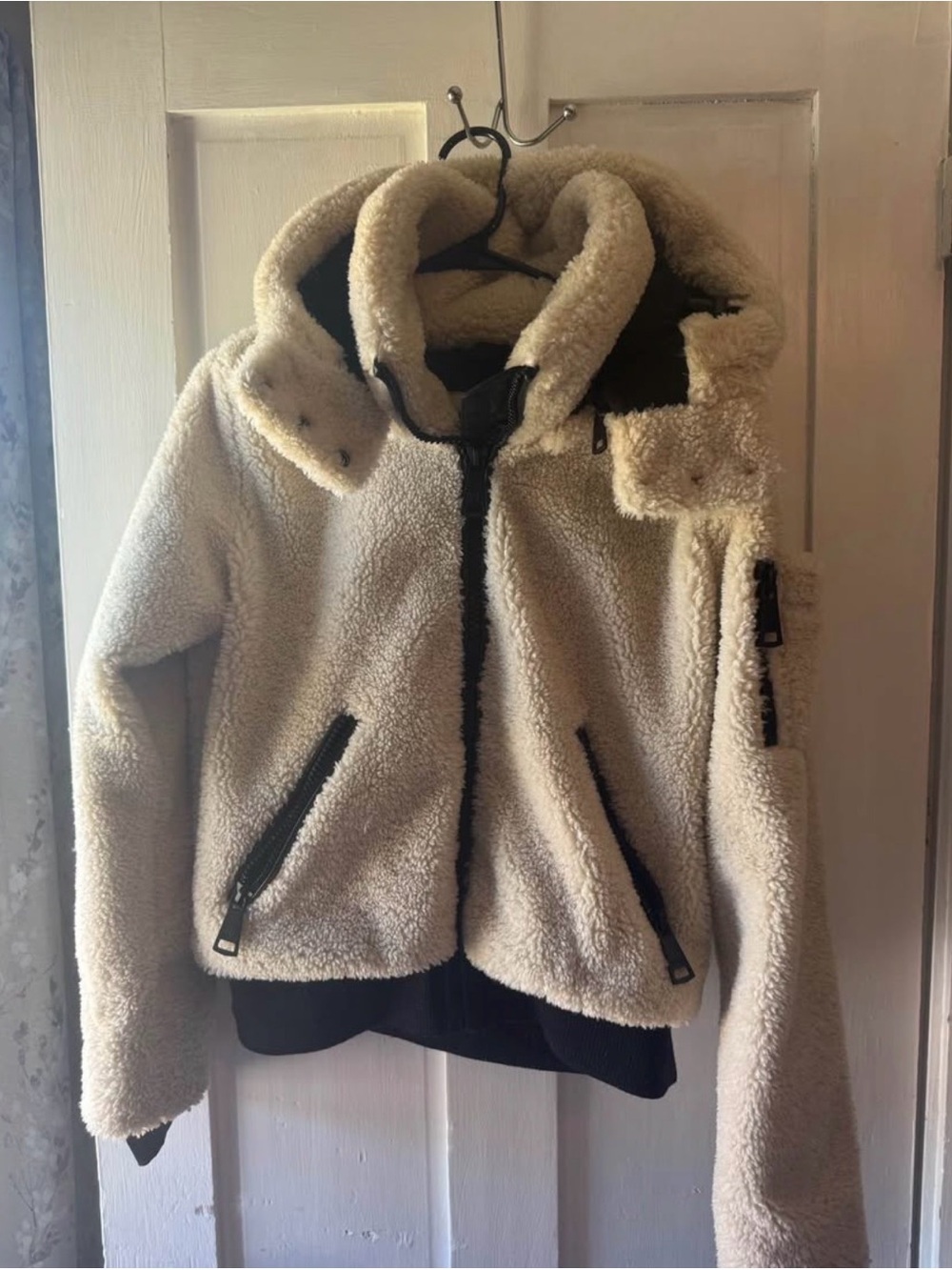 SAM. Sherpa-Lined Jacket in Cream and Black